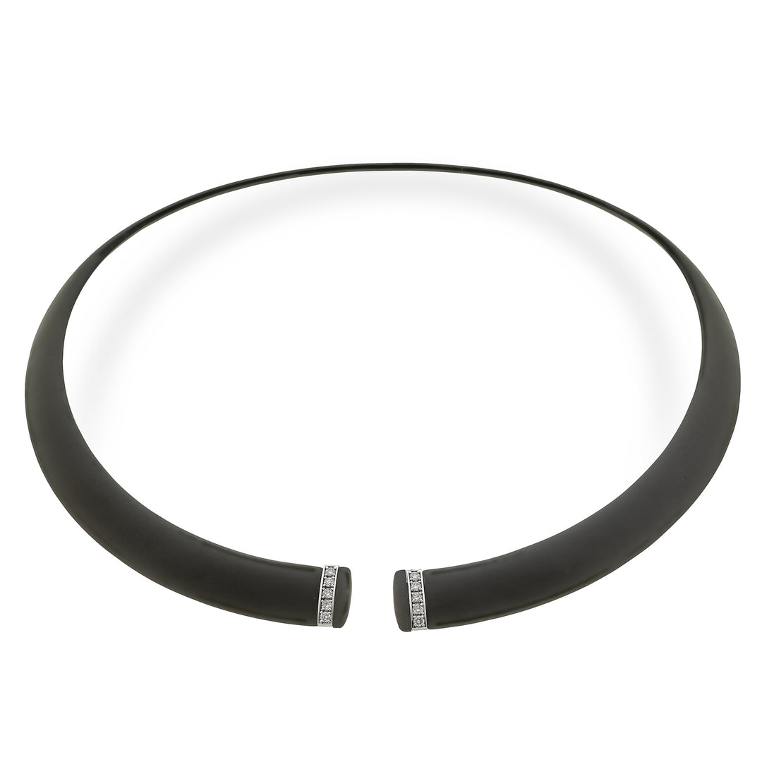 Golay choker in zwart titanium met 18k witgouden elementen, bezet met diamanten, middelgrote maat GD013O4DINE_M