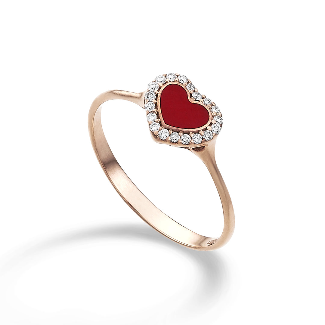 Mikiko een 9k ct.0,10 klein hart rood emaille MA5134R3BR010
