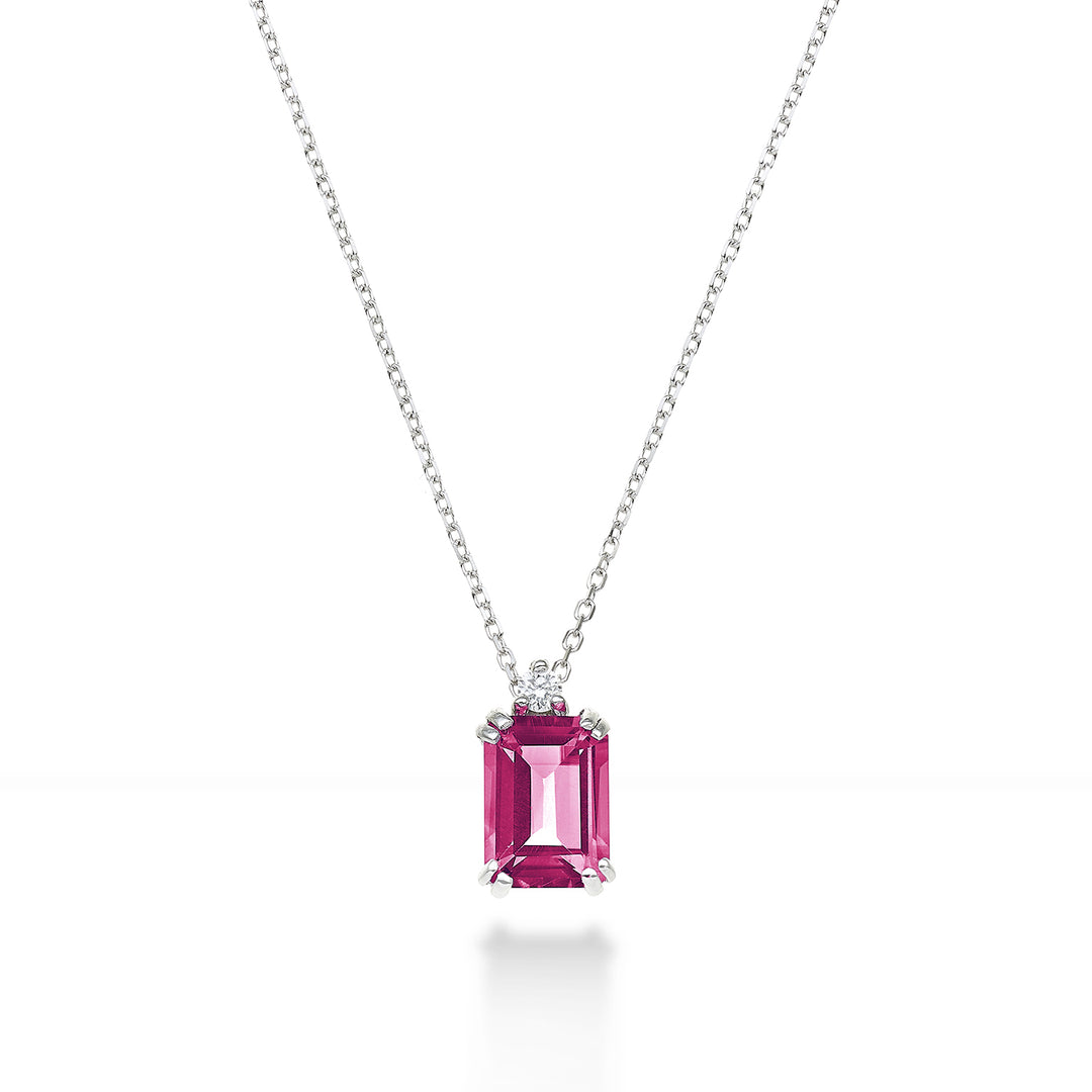 Nihama cl 18k achteckiger rosa Topas 7x5 ct.1,10 Durchm. ct.0,025 NPCL090DITPPK2O4