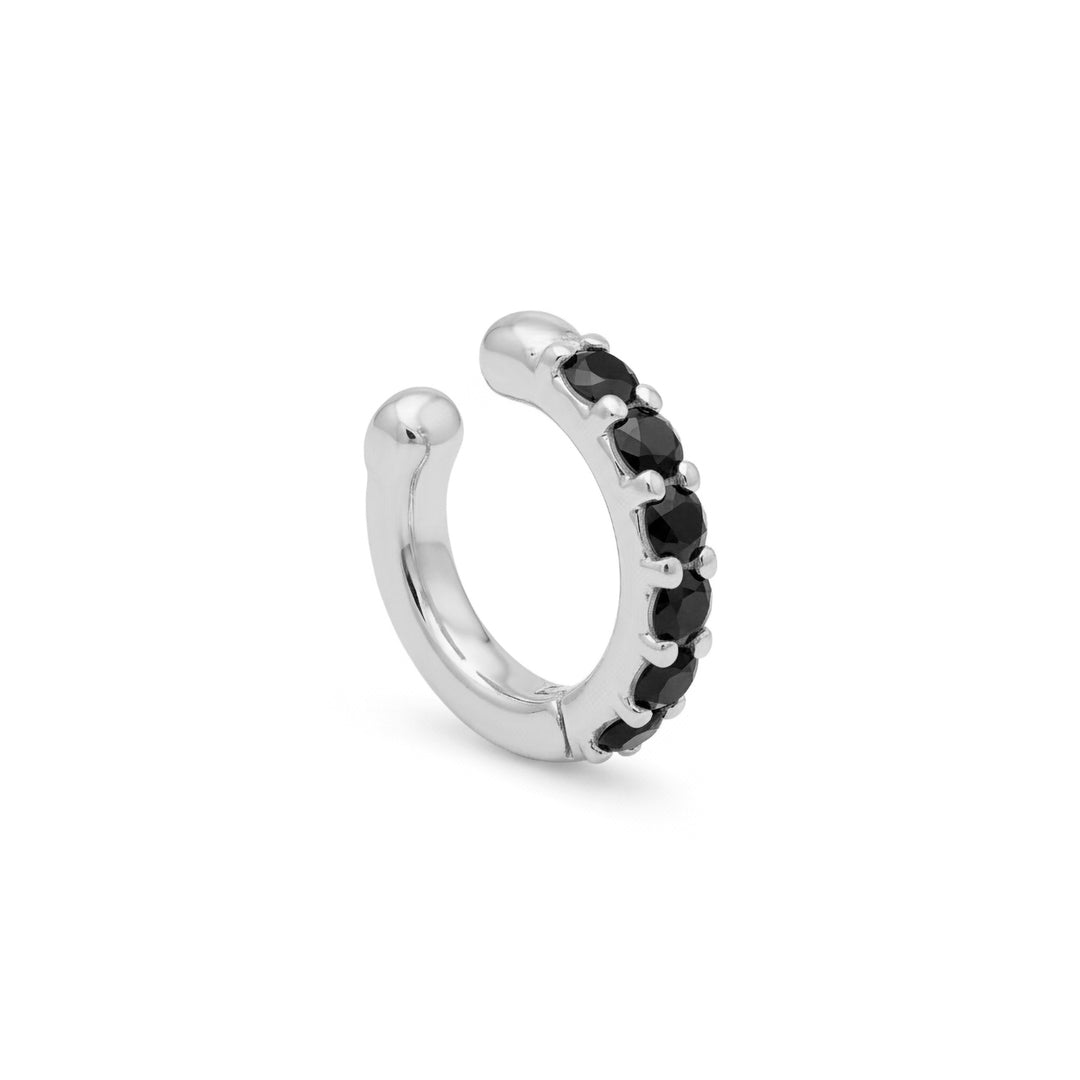 X-Diamond or ear cuff 9kt spring with six black diamonds, in white gold LXDOEC780R4BK030