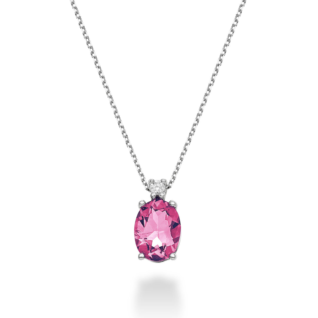 Mikiko cl 18k ovale roze topaas 8x6 ct.1,40 diam. ct.0,025 MD5036O4TPPK