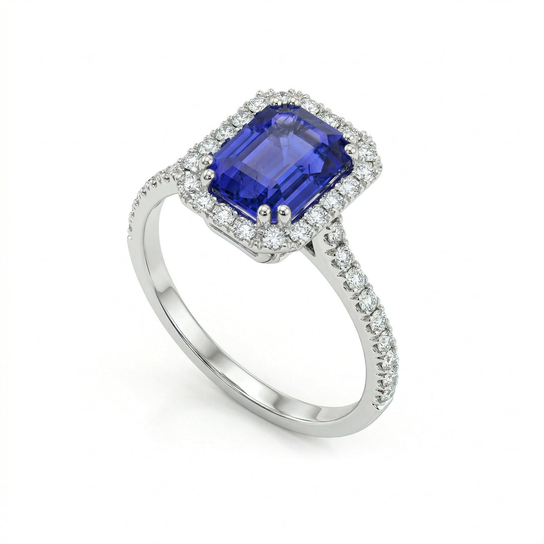 Golay octagonal tanzanite ring 8x6 and diamonds ACLC072DITZ4-23073110018