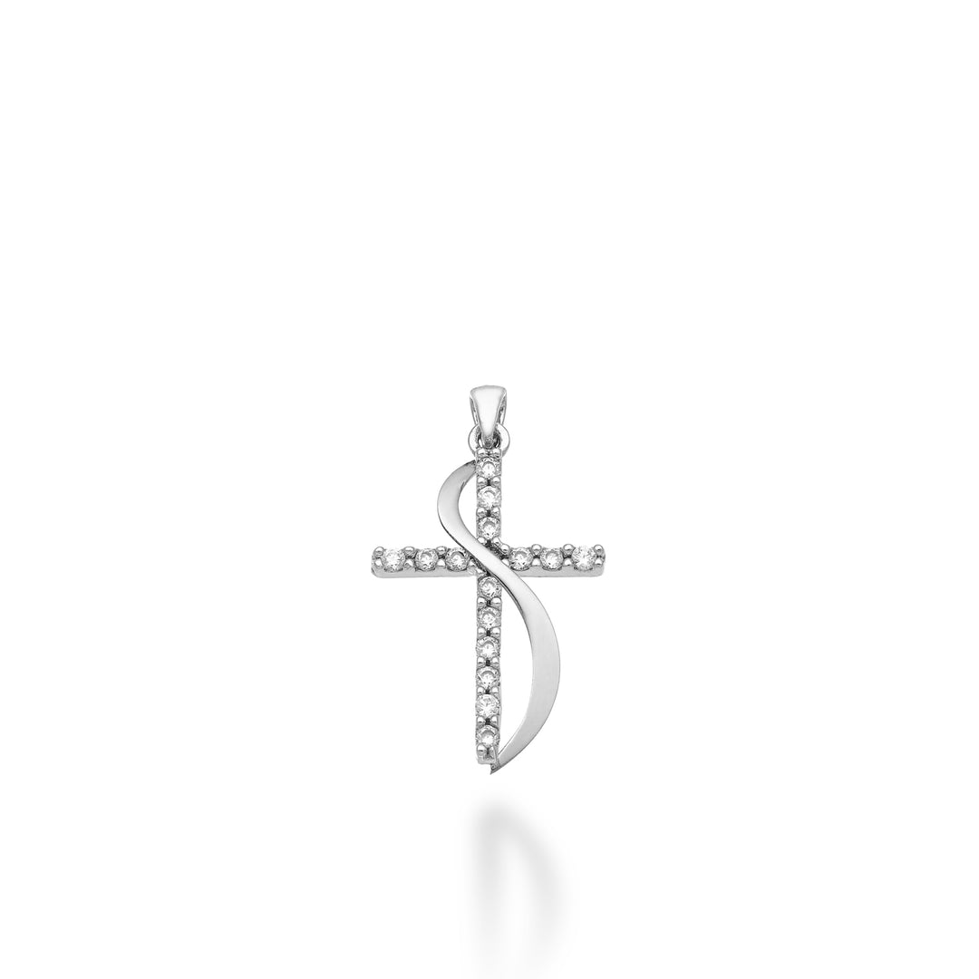 Nihama pe 18k 0,15 ct witgouden kruis 1,7 cm NP5019O4BR015