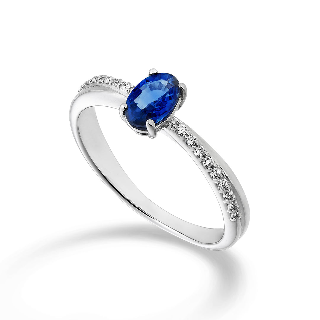 Mikiko an 18k oval sapphire 6x4 ct.0.40 diam. ct.0.07 MA5103O4ZFD