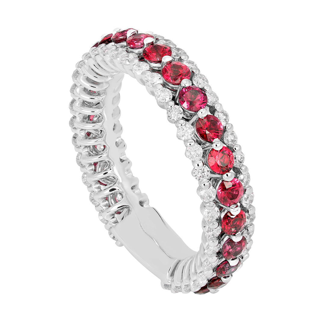 Golay multi-row ring 3 rows diamonds and rubies ABE1034-0523R-11334110007