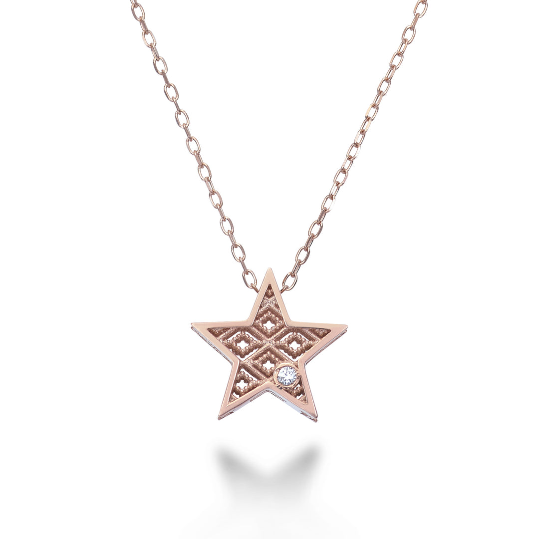 Mikiko cl 18k roségouden ster diam. ct.0,01 MDSTELLAO3