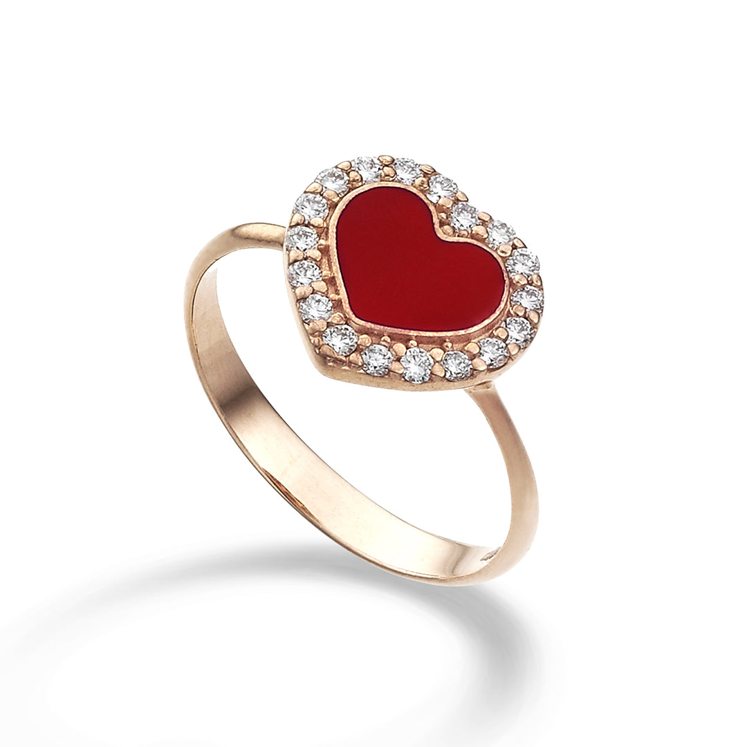 Mikiko een 9k ct.0.24 groot hart rood emaille MA5135R3BR024
