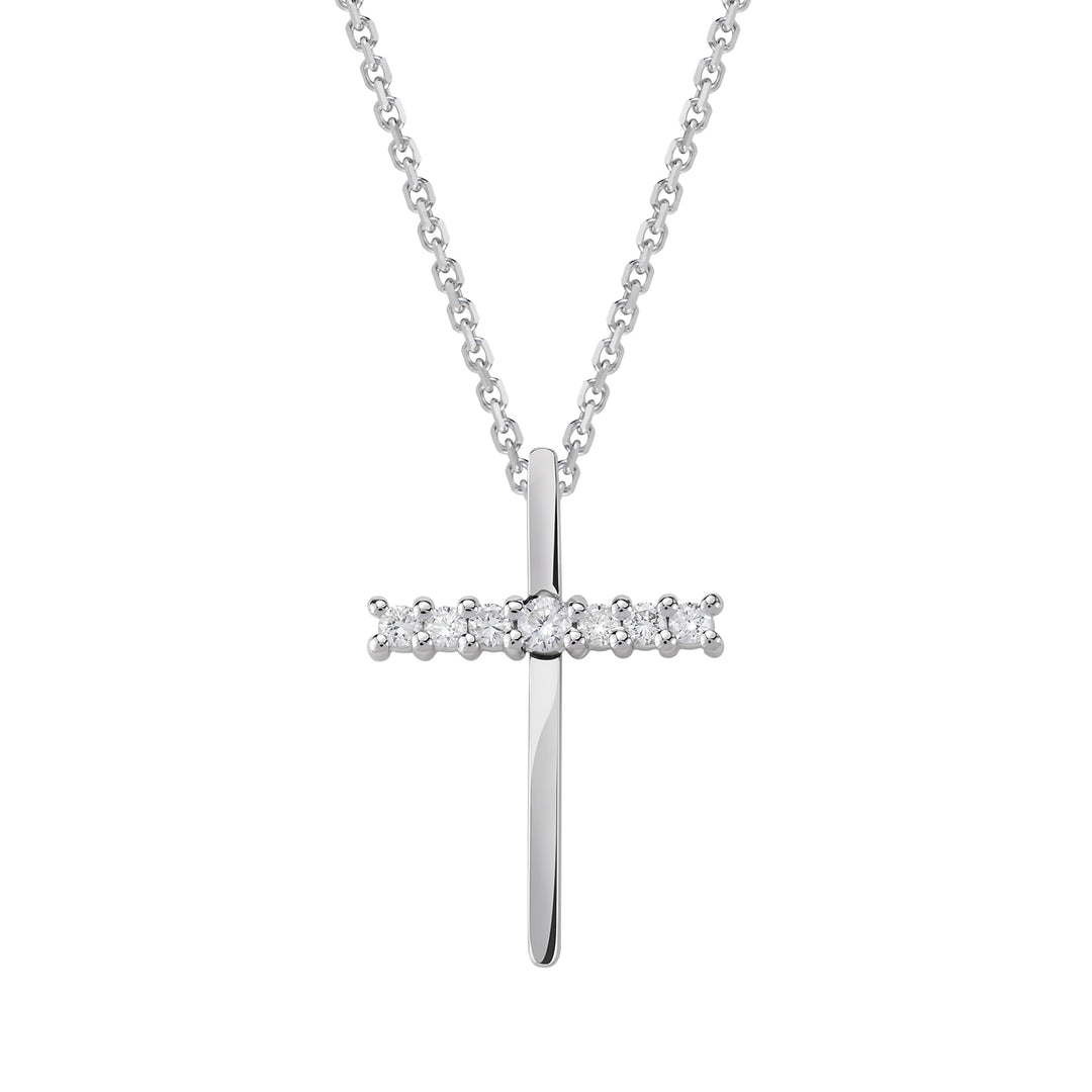 Golay small cross necklace 7 diamonds on short axis PCR008DI1-18087110160