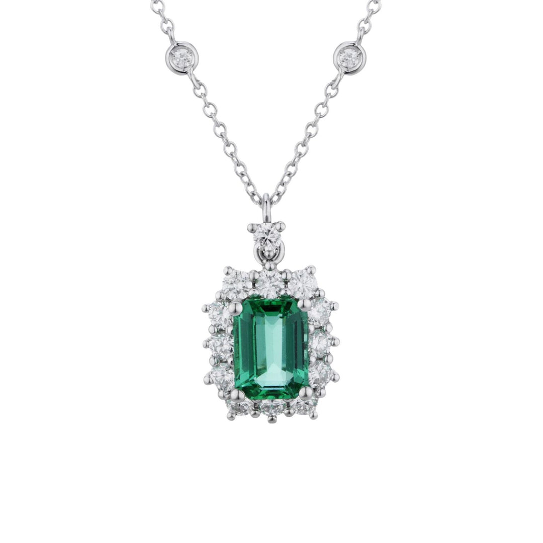 Golay-Halskette mit achteckigem Smaragd-Anhänger, 6 x 4 und 14 Durchmesser, PCL058DISM1-23299110086
