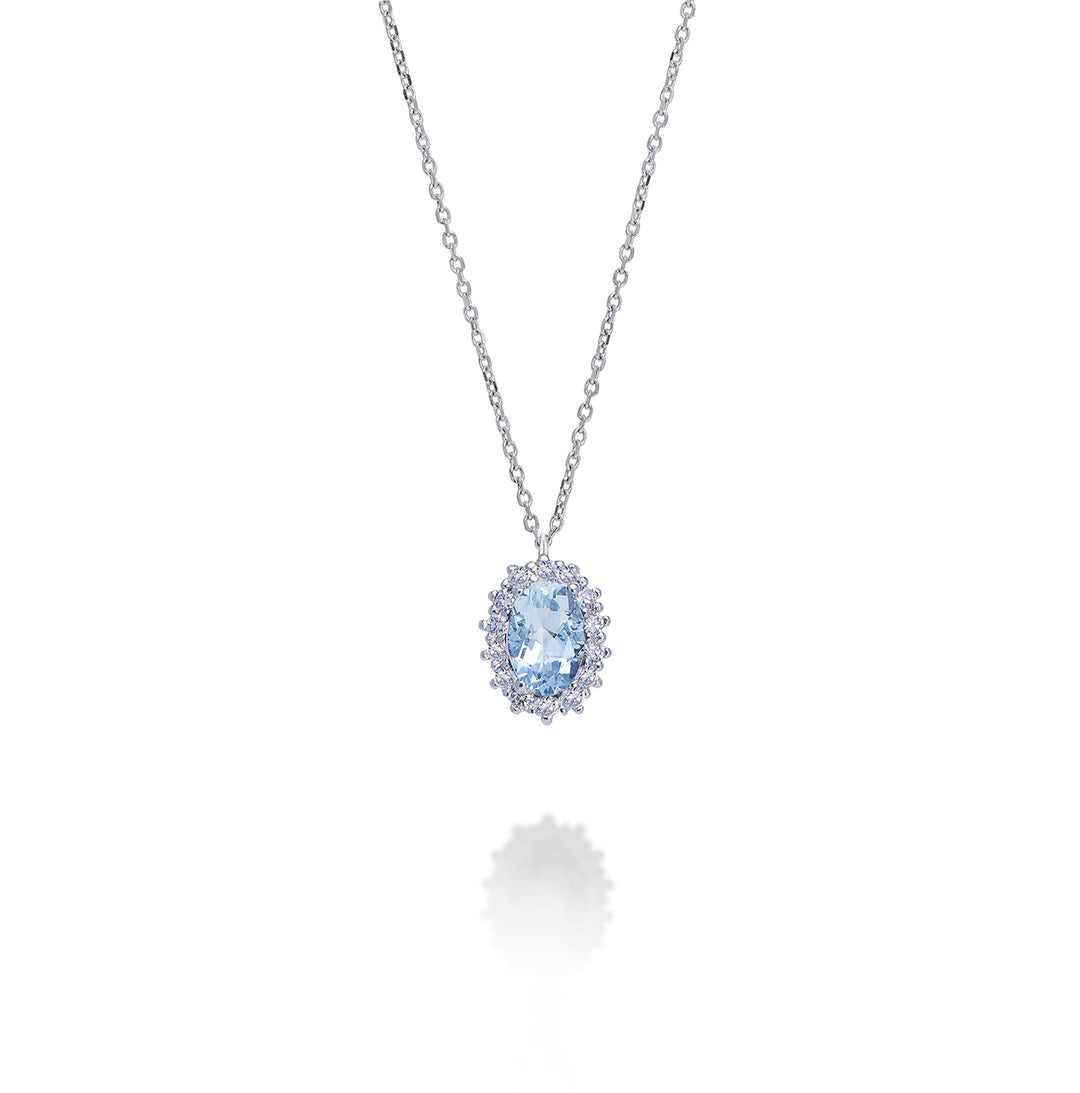 Nihama cl 18k oval aquamarine 6x4 ct.0.30 diam. 0.13 ct ND5086O4AM