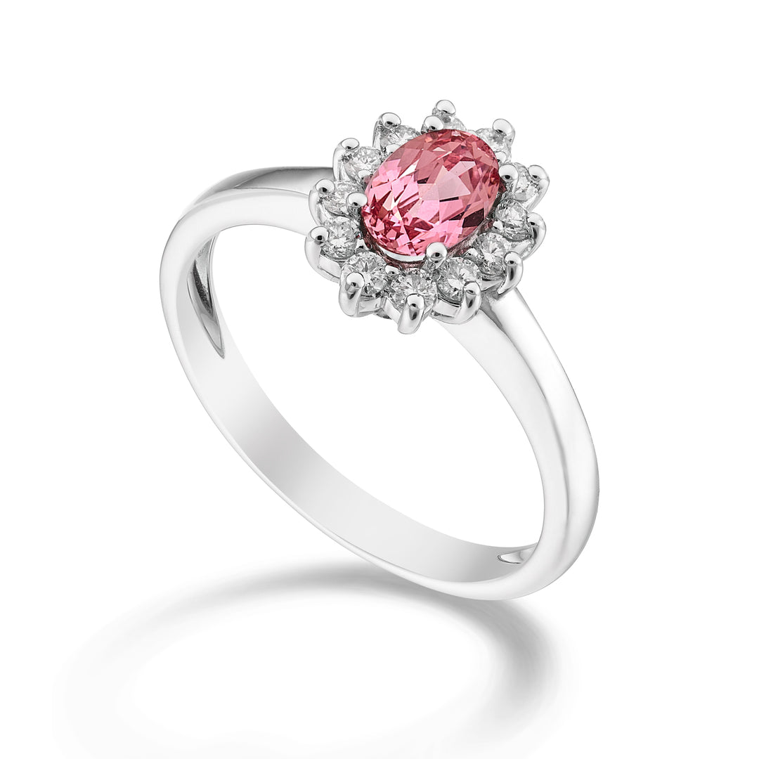 Mikiko een 18k ovale roze saffier 6x4 ct.0.60 diam. ct.0,23 MA5093O4ZFRP