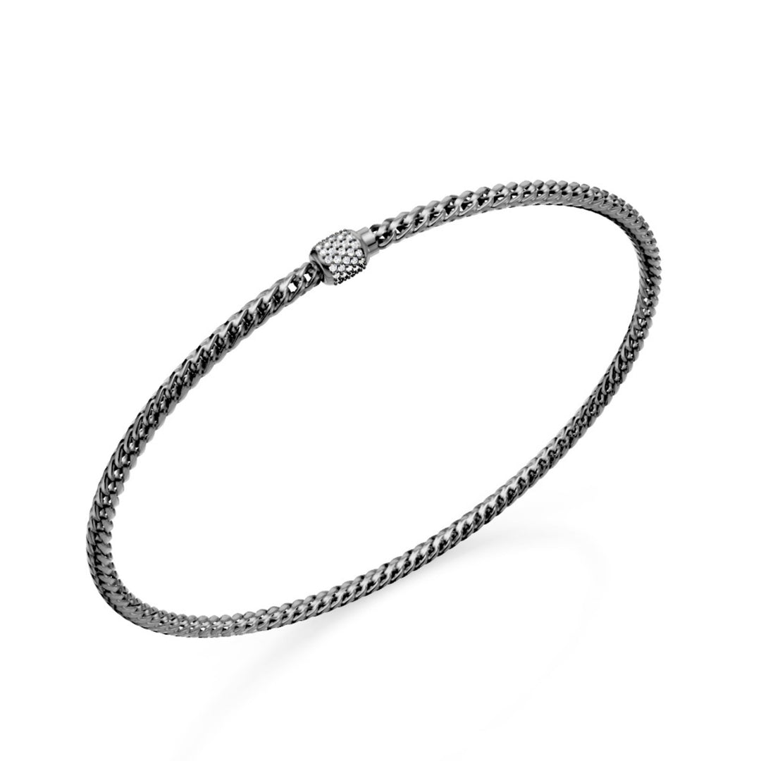 Golay soft curved link bracelet, in 18kt black gold and set clasp with diamonds, 18.5cm GBR003O6DIBI060-185