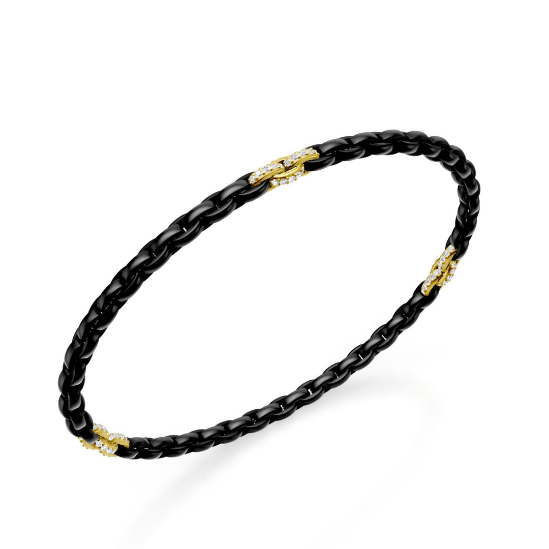 Golay black titanium bracelet, with 9 18kt yellow gold pavet inserts, oval link, 17.5cm GBR034E9O1DINE-175