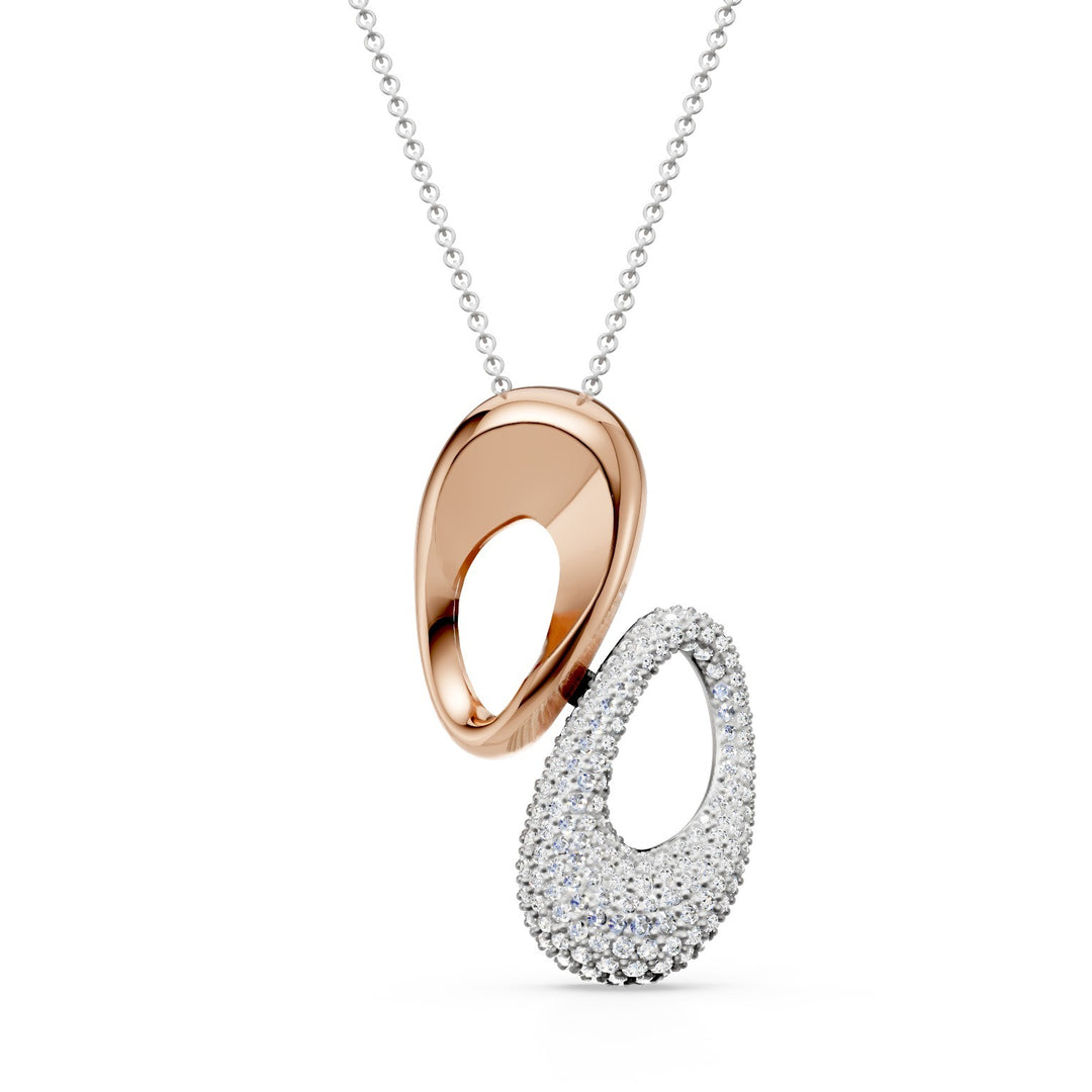 Golay tweekleurige ketting met witte en roze hanger en pave&