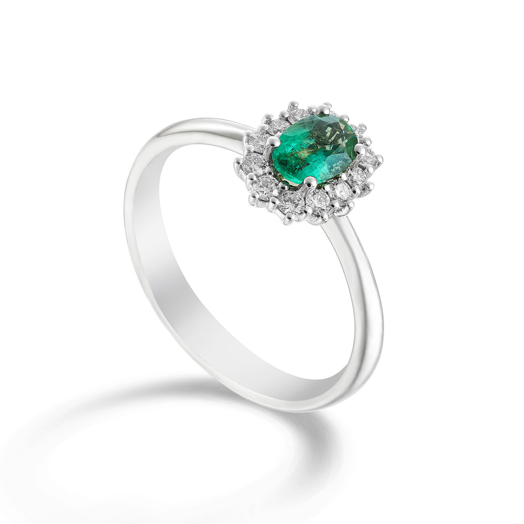 Golay ovale smaragdgroene ring 5x4 en 12 contourdiamanten ACL1101DISM54-23255110138