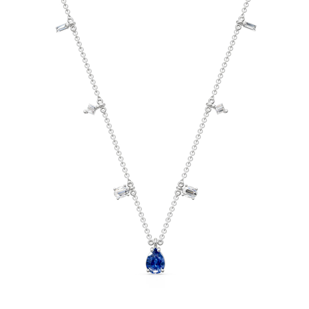 Golay zaf ketting met druppelhanger 7x5, diam baguette, pr, ov GCL497DZB75-24261110060