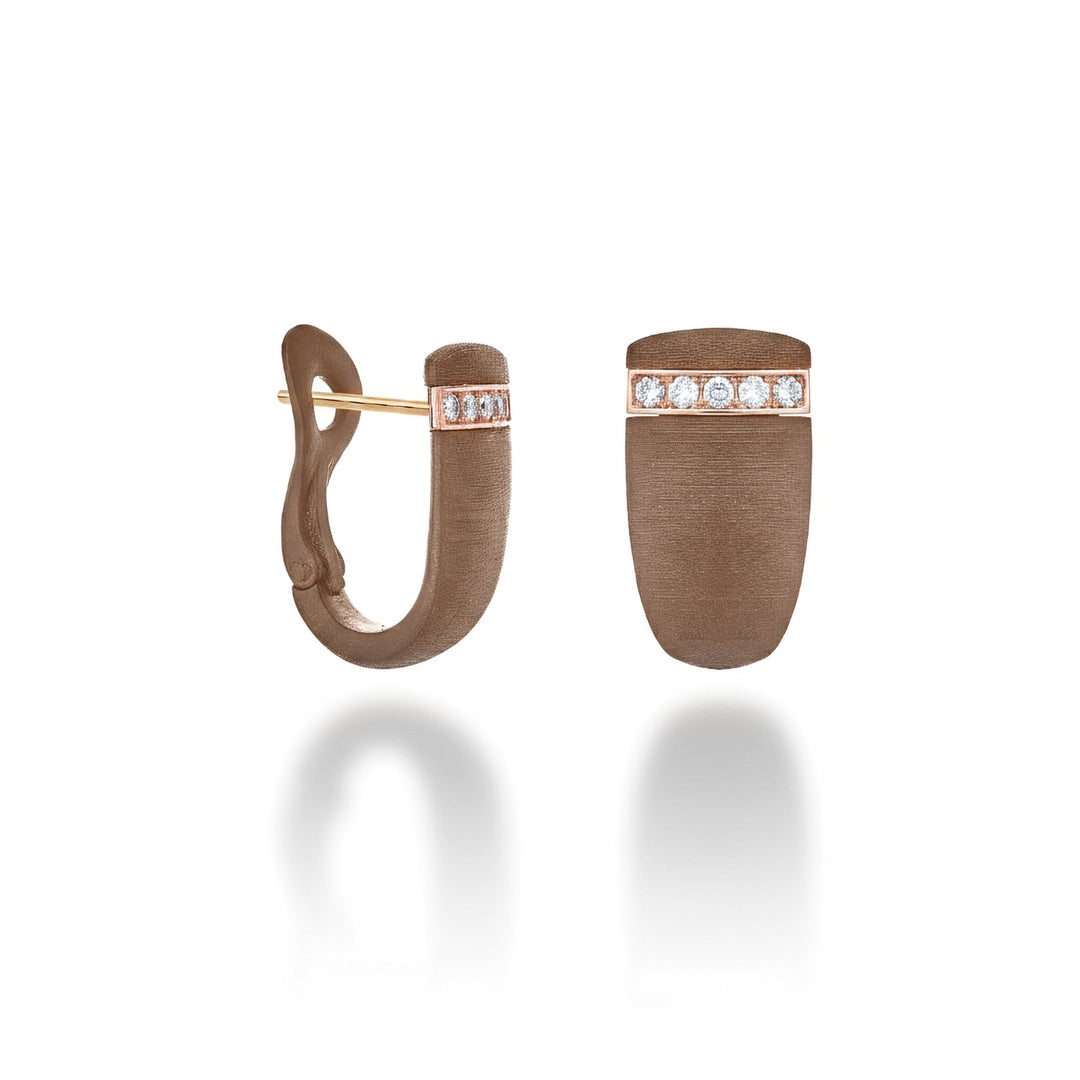 Golay clip-on earrings in brown titanium and 18k rose gold. bezel set with diamonds GOR035O3DIMATX