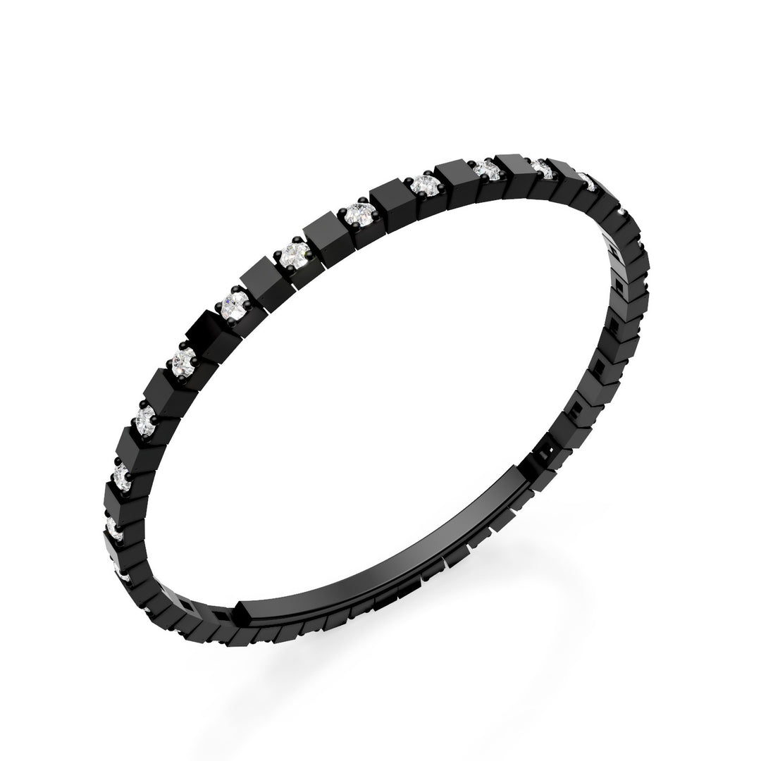 X-Diamond black titanium tennis bracelet lab g.d. alternate with butterfly closure, 18cm, second size LXDBRT012ALDINE-180