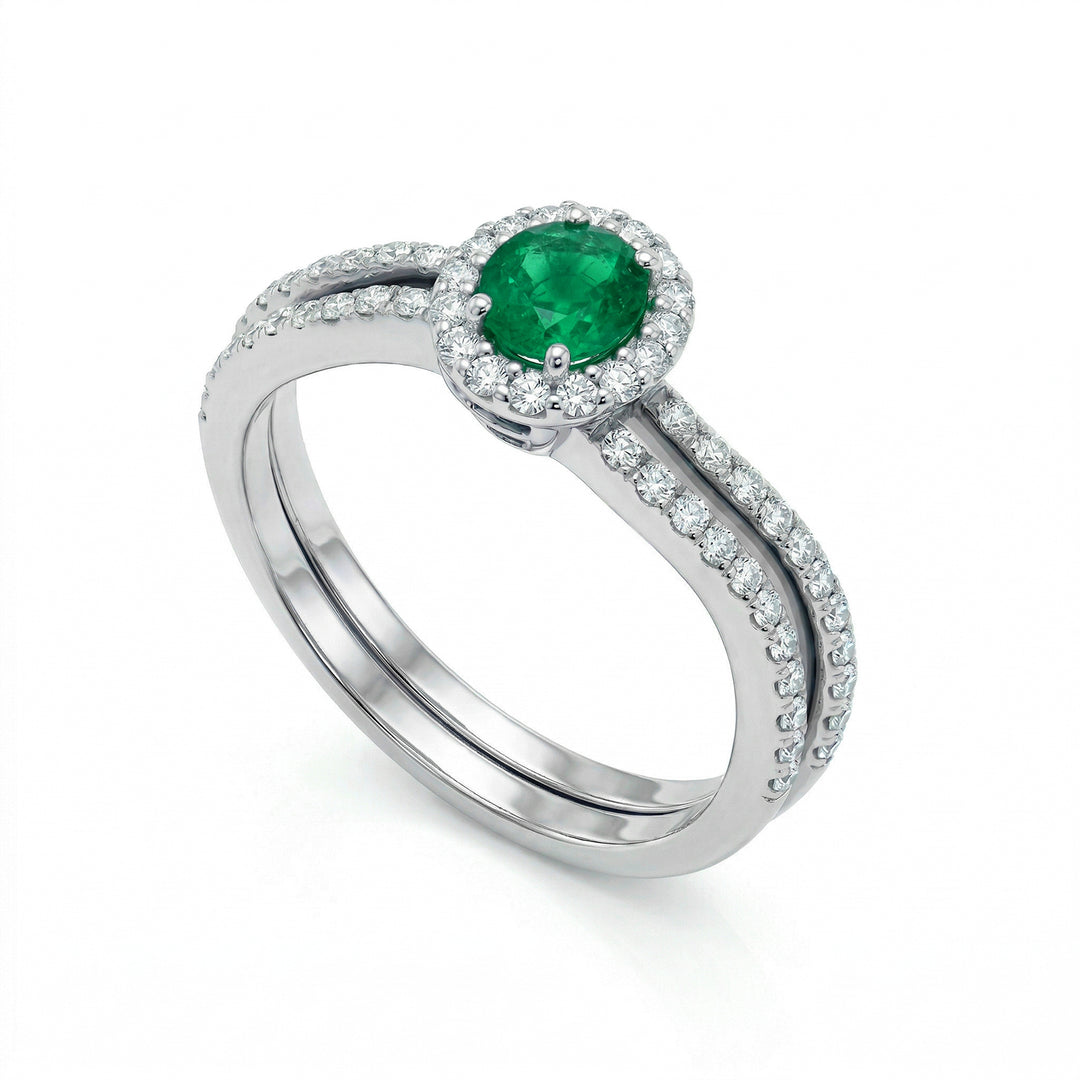 Golay oval emerald ring and contour + stem ACLC055DISM3-20252110015