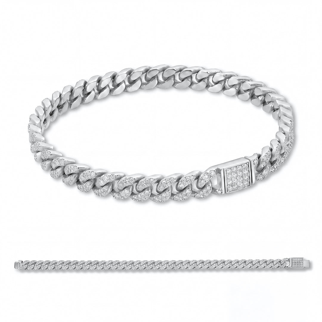 X-Diamond groumette armband 33 verzonken schakels 9k witgoud + ch full pave&