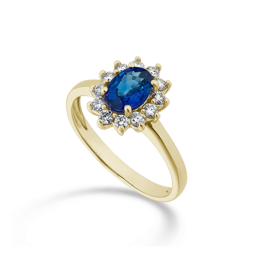 Mikiko ein 18k Saphir n. oval 7x5 ct.0,95 Durchm. 0,30 ct Gelbgold MA5094O1ZFN095