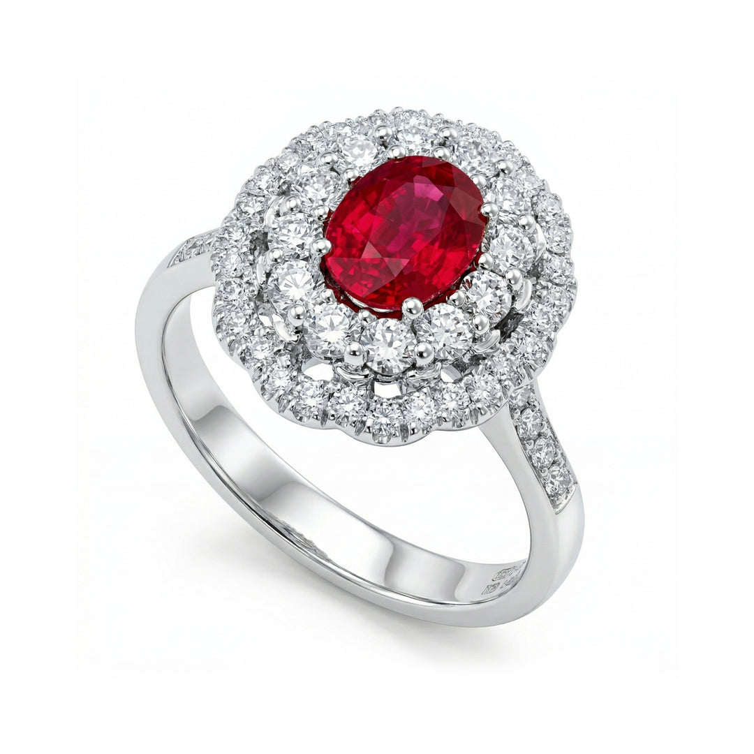 Golay oval ruby ring 7x5 and diamonds contour + stem ACLC050DIRU-22131110055