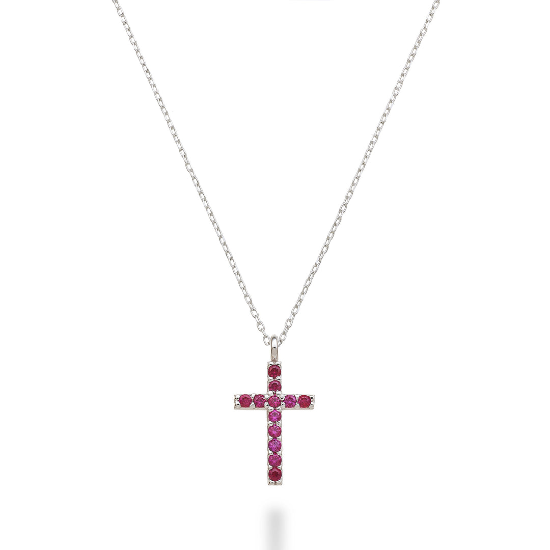 Nihama cl 18k cross size 3 (1.4 cm) white gold with rubies 0.15 ct NDCRO3O4RBR