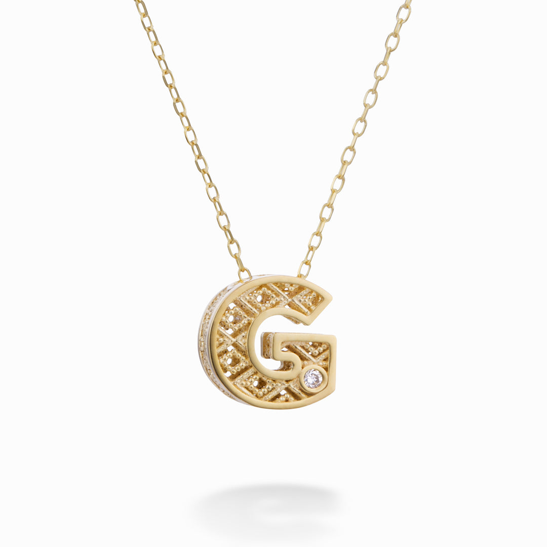 Nihama cl 18k letter g geelgoud diam. ct.0,01 NDLETGO1