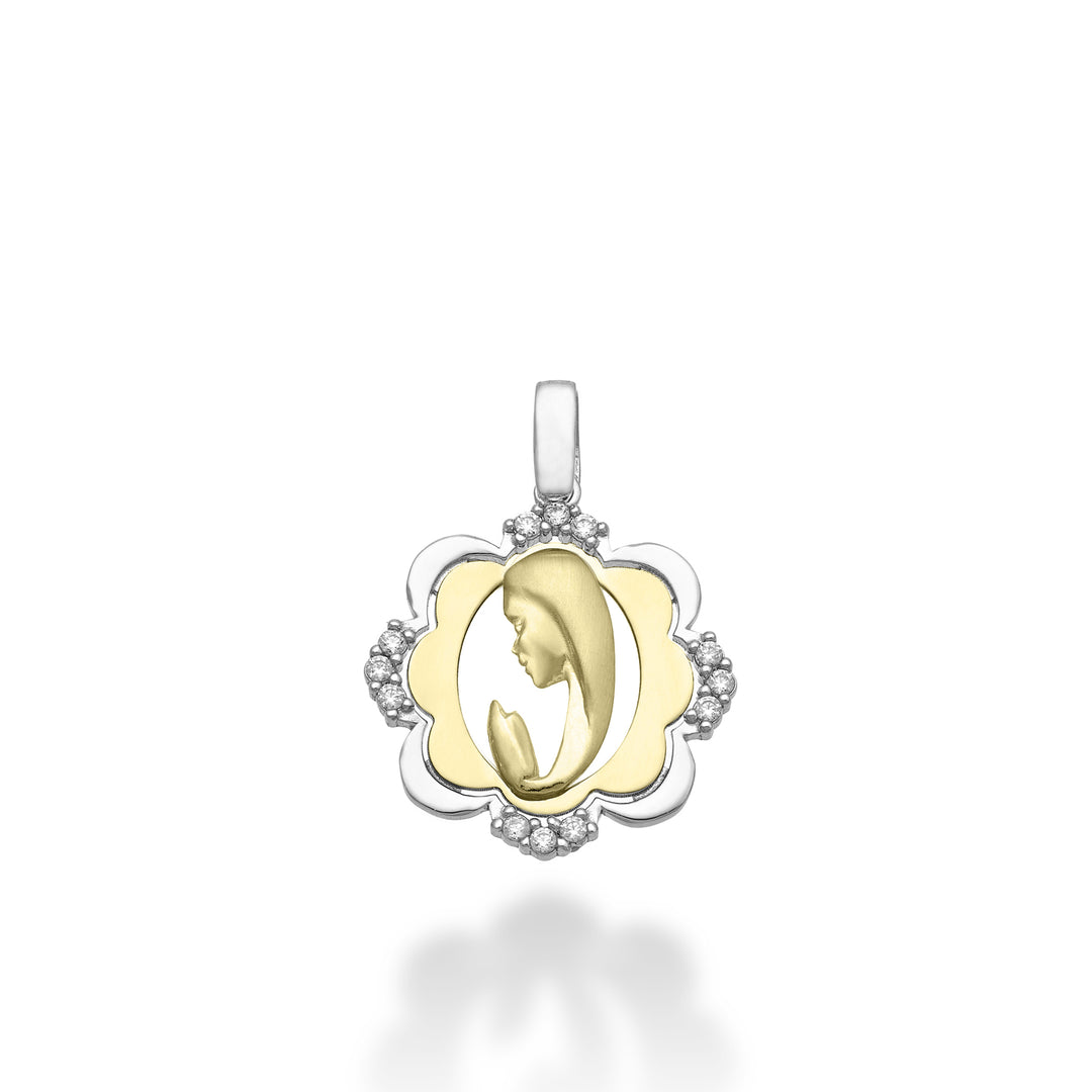 Nihama pe 18k ct.0,10 Madonna gebed wit/geel goud cm.1,6 NP5029O7BR010