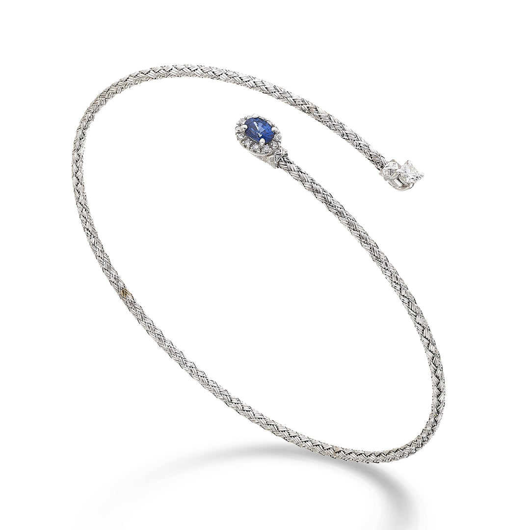 World Diamond Group br 18k ovaal natuurlijk saffiergaas 4x3 ct.0,21 diam. 0,13 ct witgoud GBMAGLIA01DIZFO4