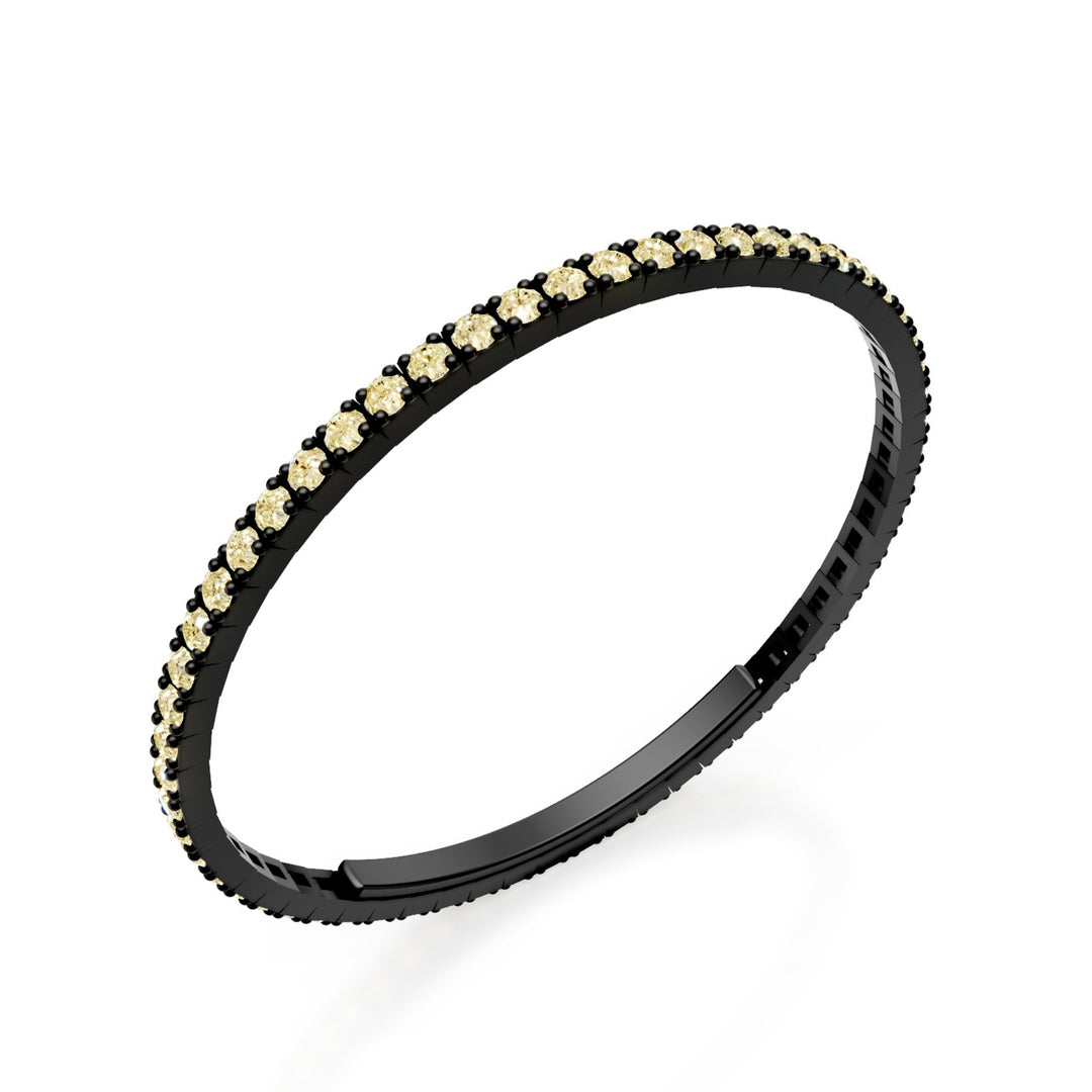 X-Diamond tennis bracelet in black titanium set entirely with diamonds l. g. fancy yellow, with butterfly clasp, 18.5cm, second size LXDBRT012FYNE-185