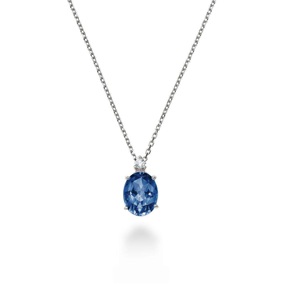 Nihama cl 18k ovaler Londoner Blautopas 7x5 ct.1,00 Durchm. ct.0,015 ND5035O4TPBL