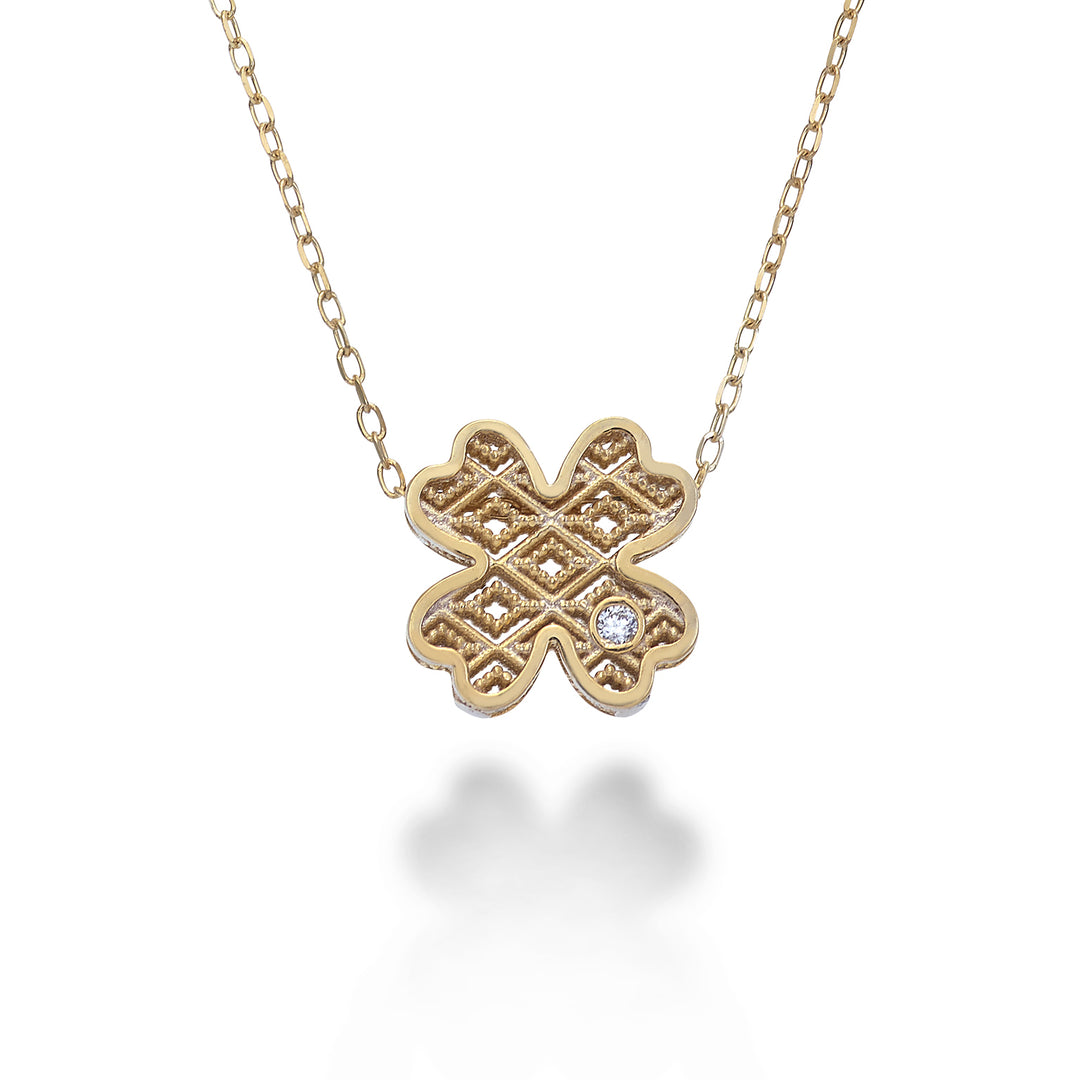 Mikiko cl 18k Gelbgold Kleeblattdiam. 0,01 ct MDQUADRO1