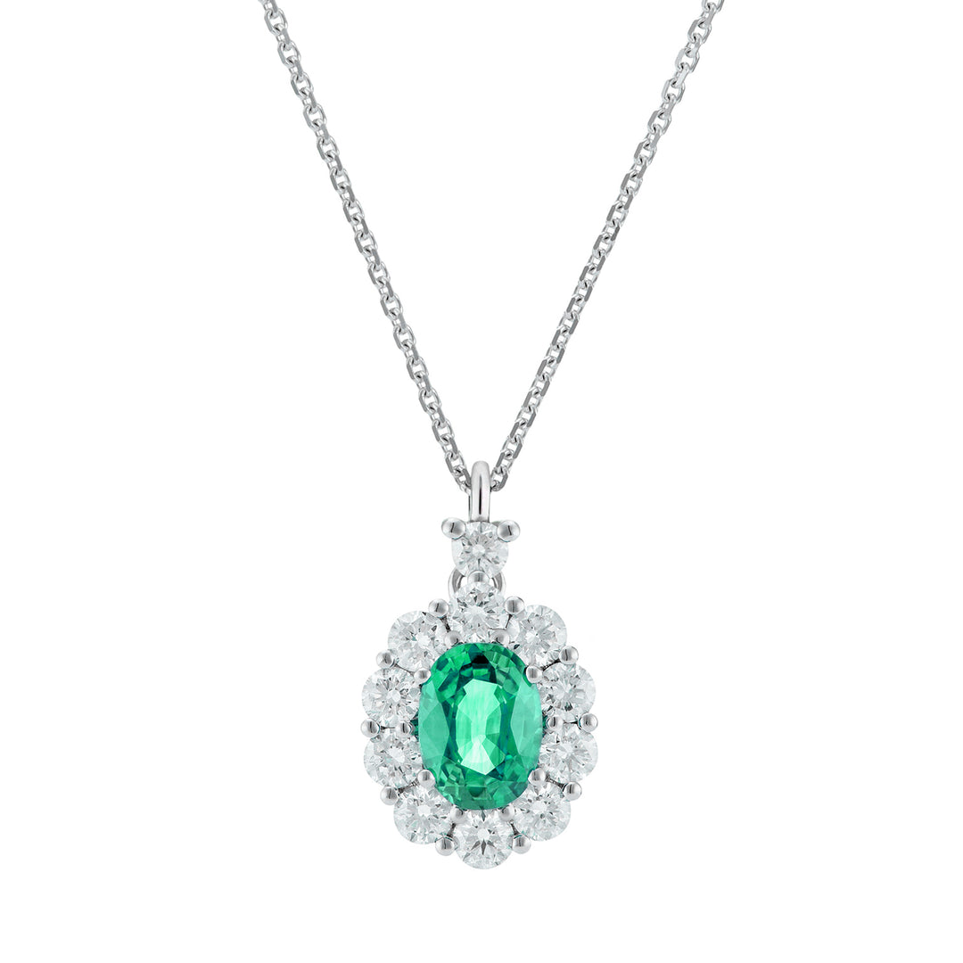 Golay ovale Smaragdkette 6x5 und Diamantumriss PCL043DISM1-26044110157