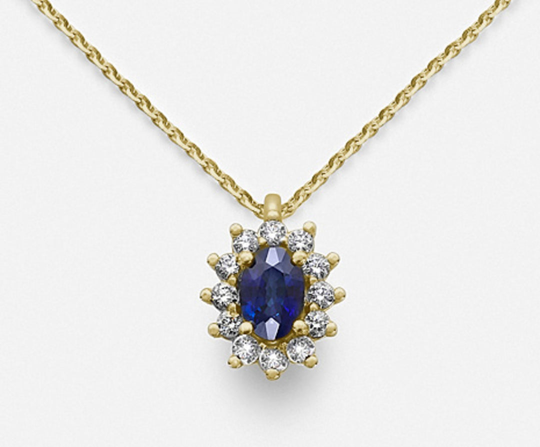 Nihama cl 18k Saphir Nr. oval 6x4 ct.0,62 Durchm. 0,23 ct Gelbgold ND5047O1ZFN062