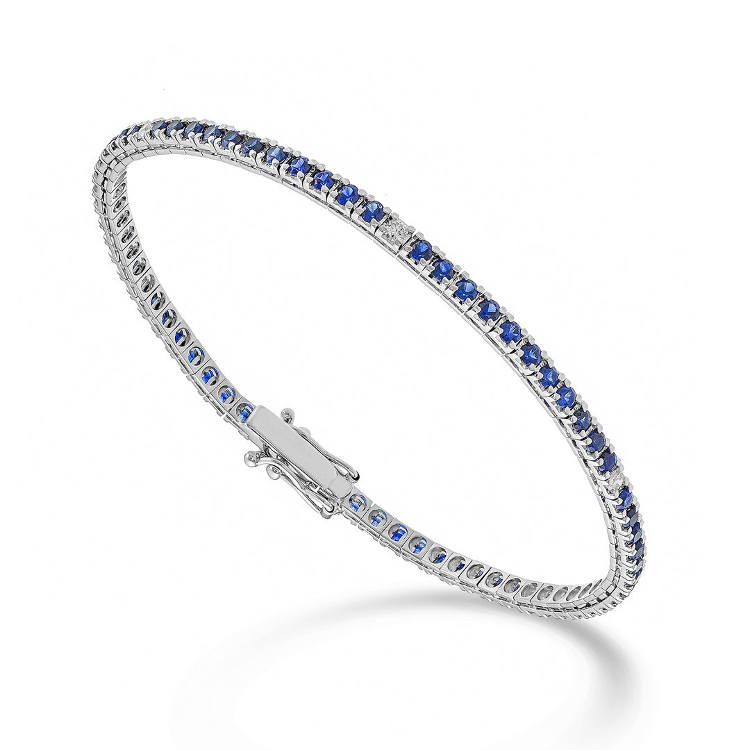 Mikiko br tennis 18k sapphires 2.90 ct diamonds 0.22 ct 17.5 cm - 71 settings MBTQ250ZFRDIO4