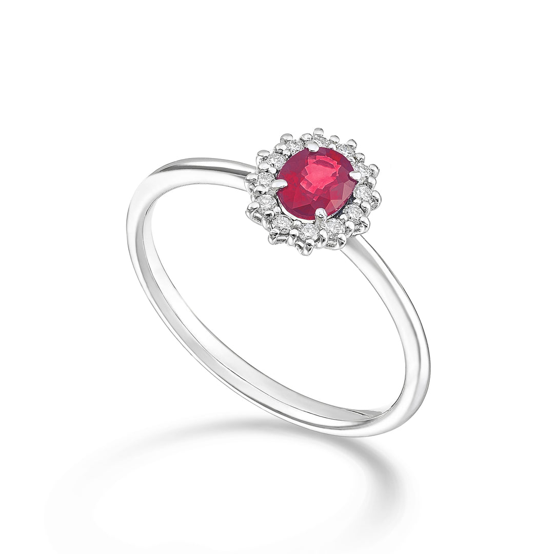 Nihama an 9k oval ruby ​​5x4 ct.0,40 diam. 0.10 ct NA5167R4RBC