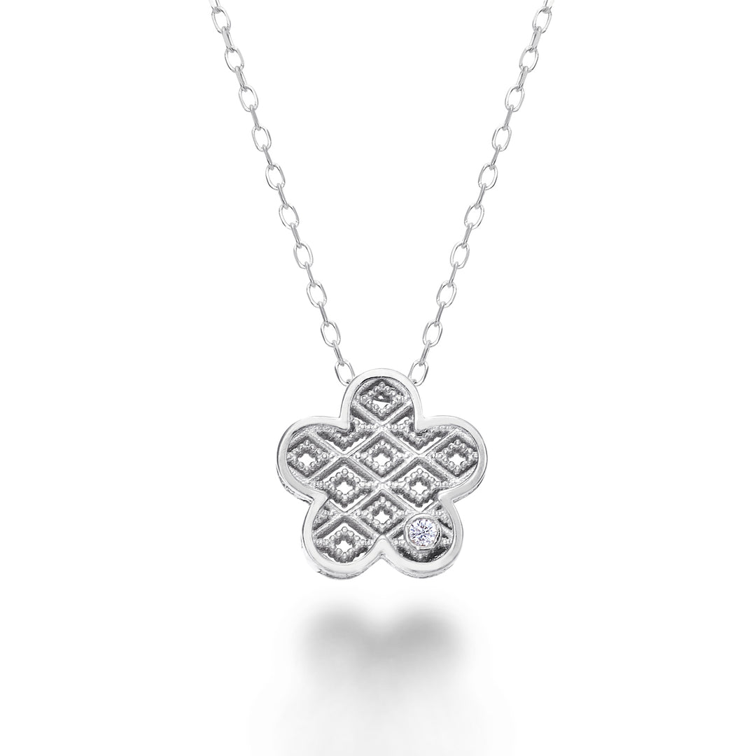 Nihama cl 18k witgouden bloemdiam. ct.0,01 NDFIOREO4