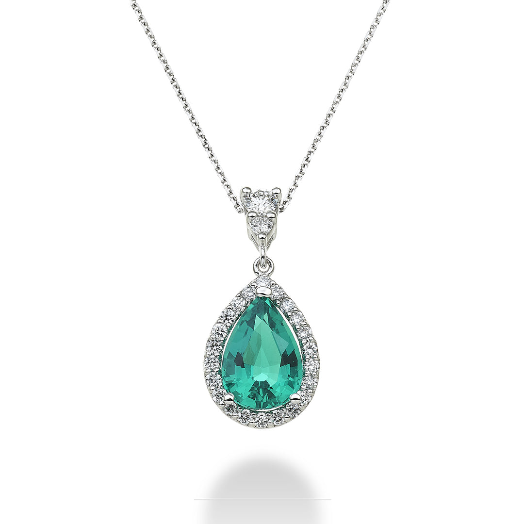 X-Diamond cl 18kt lab g.d. laboratoriumsmaragd druppel 10x7 ct.1,70 diam. 0,34 ct LXDPCL100SMGODIO4