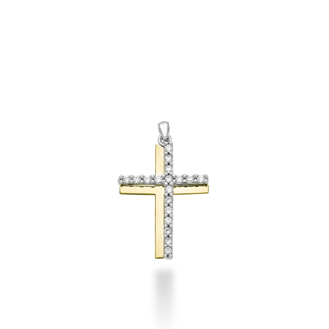 Nihama pe 18k 0,17 ct wit/geelgouden kruis 1,8 cm NP5015O7BR017