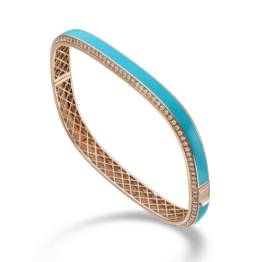 Golay Light Cube Armband 6 mm türkisfarbene Emaille und Durchmesser BCUB002DITUR-23251110028