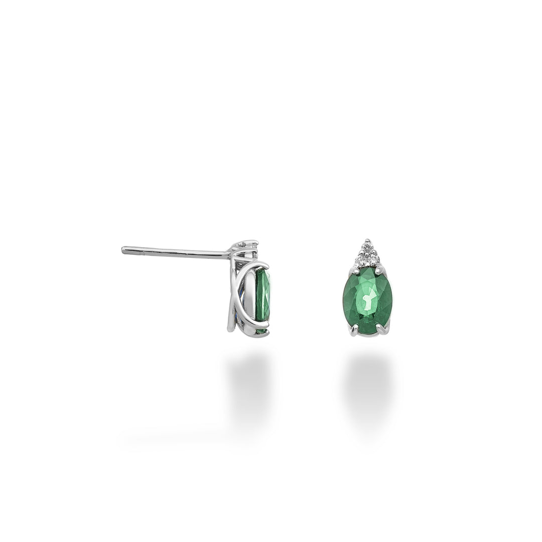 Mikiko oder 18k Smaragd n. 7x5 Oval und drei Diamanten MO5172O4SMN140