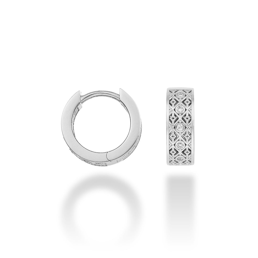 Nihama oder 18 Karat runder Texturdiam. 0,05 ct Weißgold-Diam. Ost. 12mm NO5064O4BR005