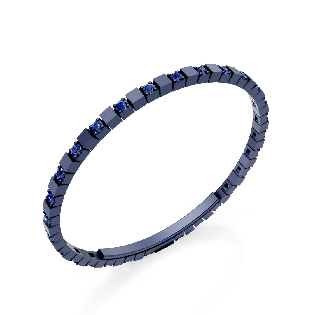 X-Diamond blue titanium tennis bracelet with sapphires, alternating with butterfly clasp, 18.5cm, third size LXDBRT013ALZABL-185