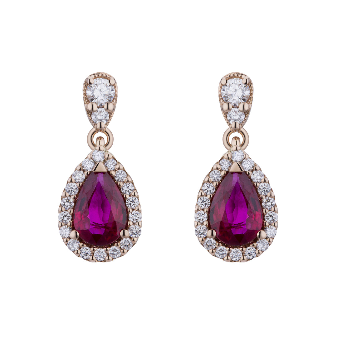 Golay ruby drop earring 6x4 and diamonds ORB300RU-23321110199