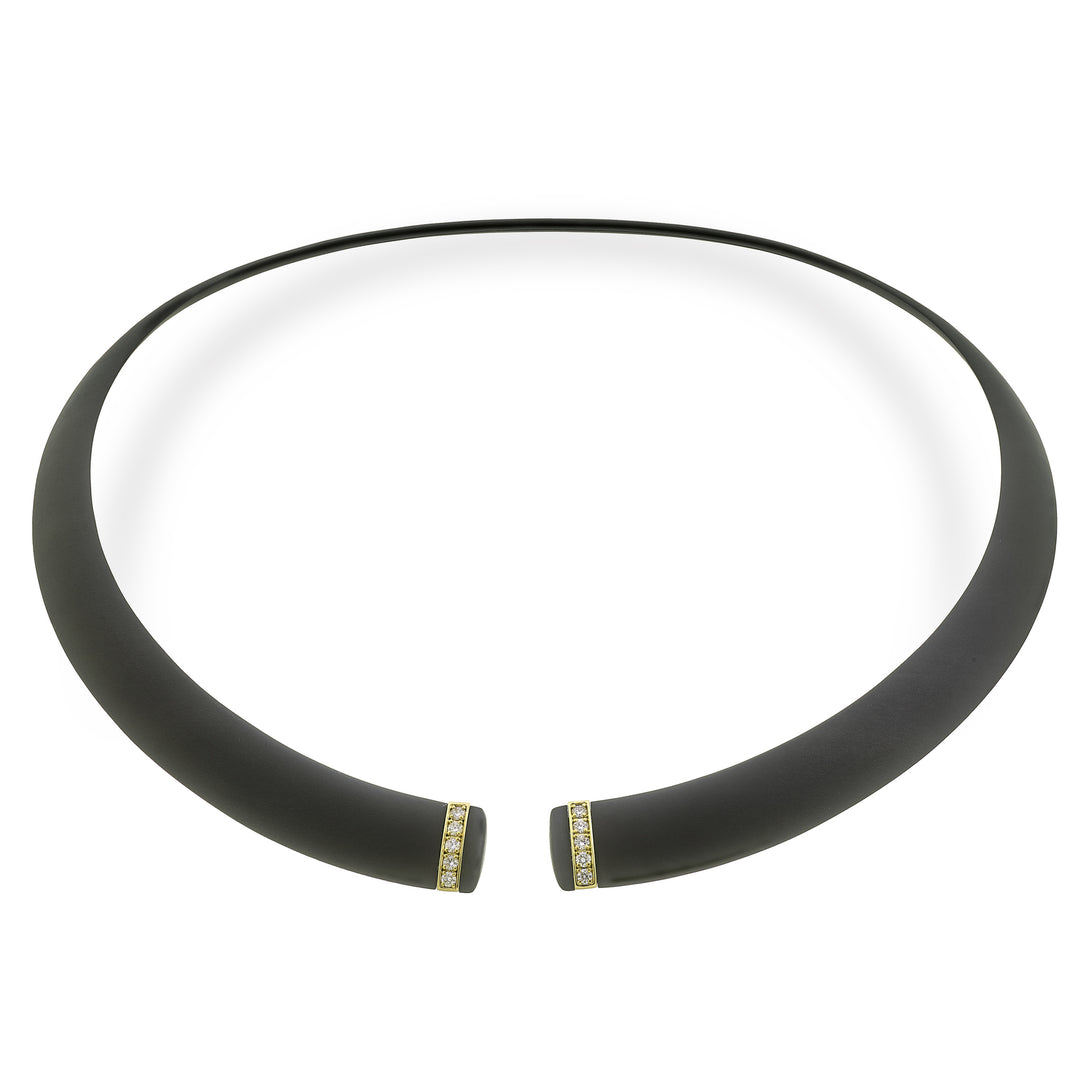 Golay black titanium choker with 18k rose gold elements, set with diamonds, medium size GD013O3DINE_M