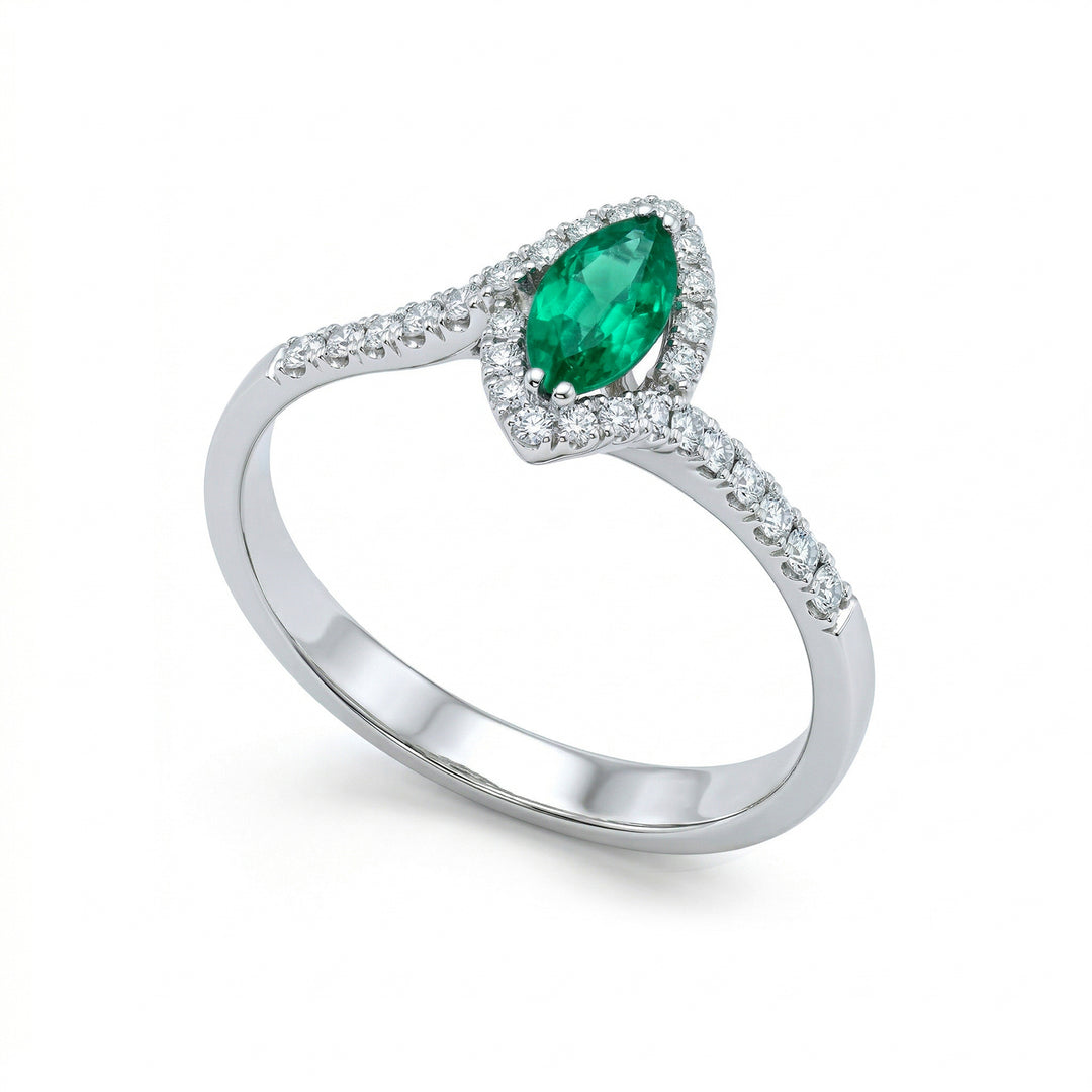 Golay marquise emerald ring 7x3 with contour ACLC029WDISM-22167110096