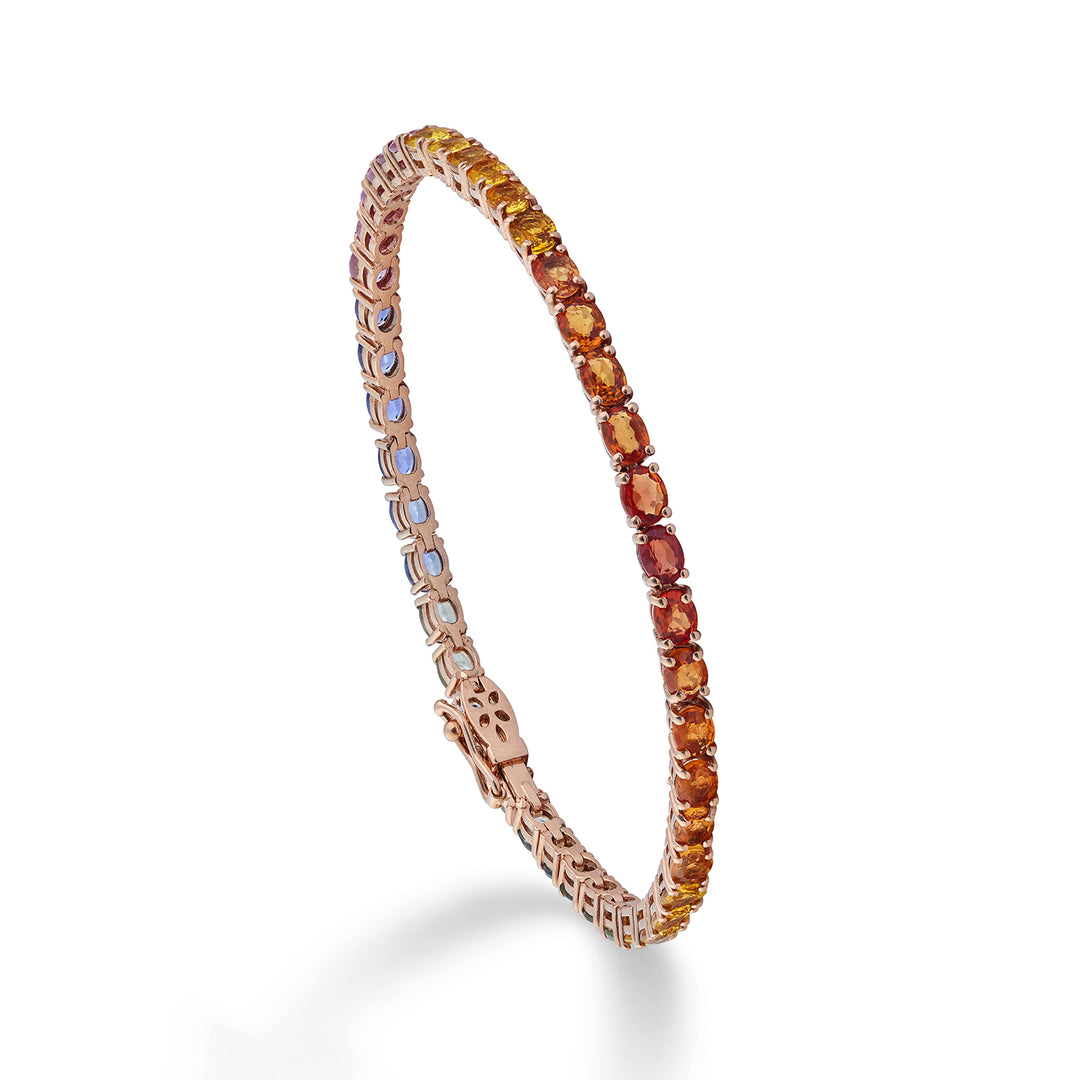 World Diamond Group tennis bracelet oval multicolor sapphires 4x3 BTFOV002DIMC-22322110024