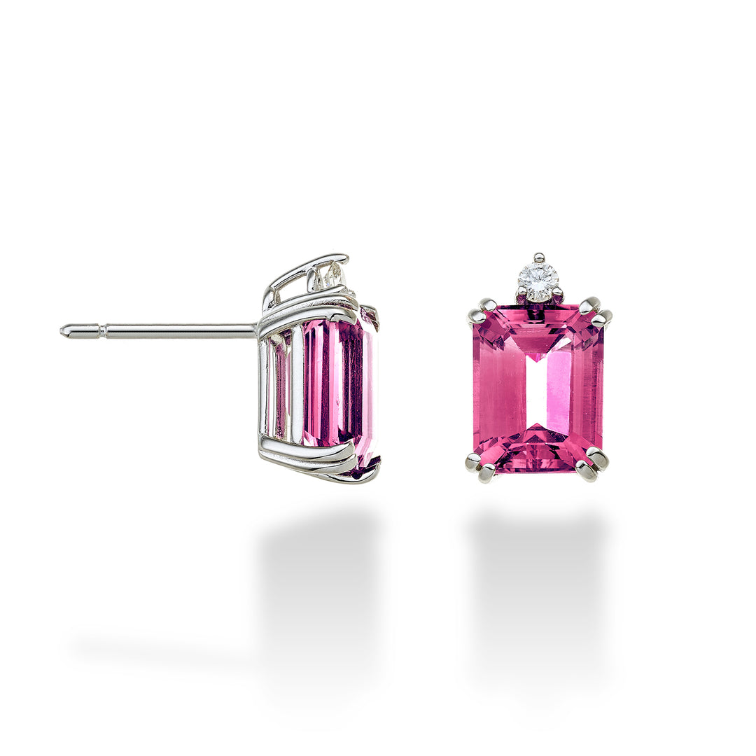 Mikiko oder 18k achteckiger rosa Topas 7x9 ct.5,20 Durchm. ct.0,08 MOCL090DITPPK4O4