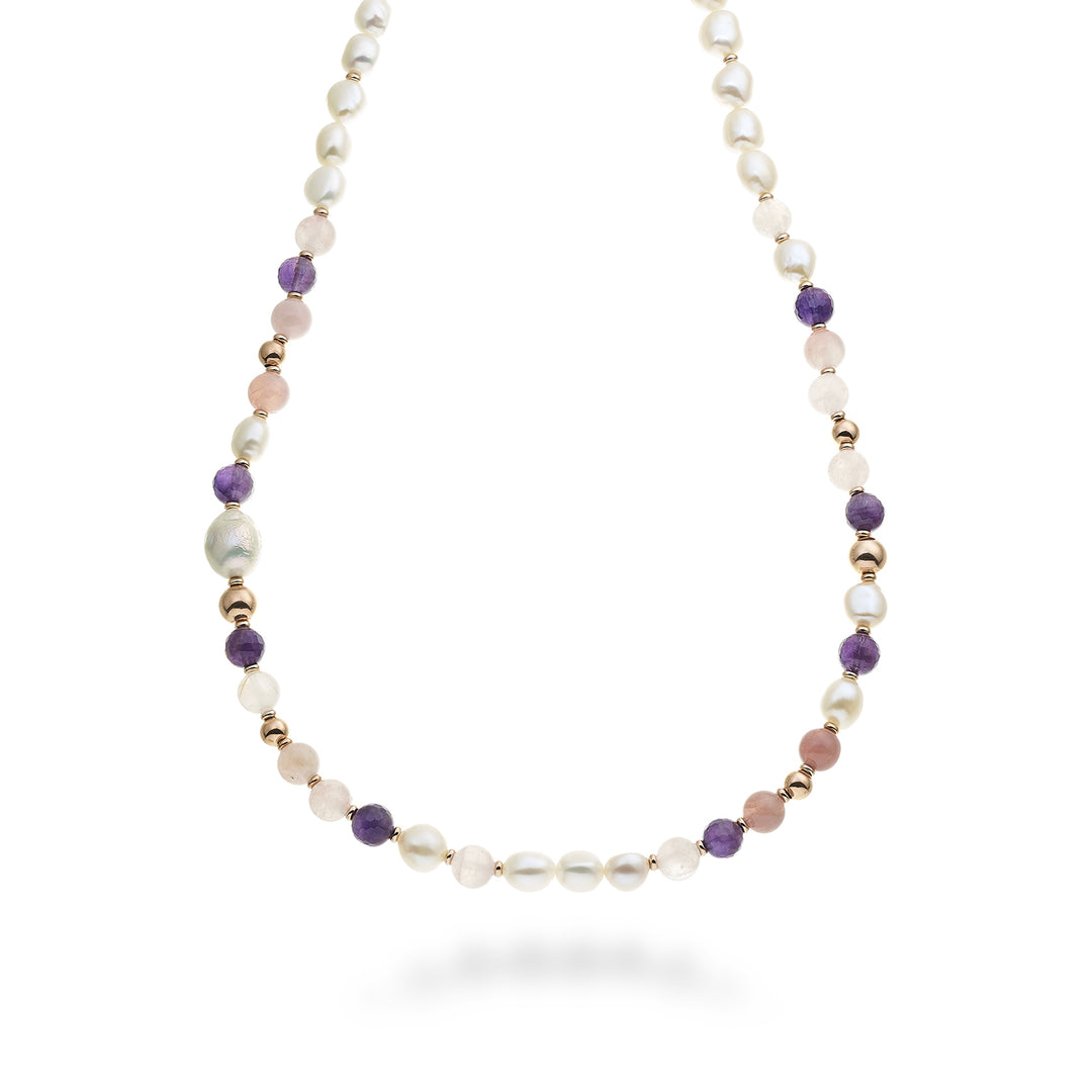 Nihama cl ag925 fw bar 9/10 nucl. 11/12 Amethyst und rosa Opal 8 mm 60 cm NC7138A3AMETISTA